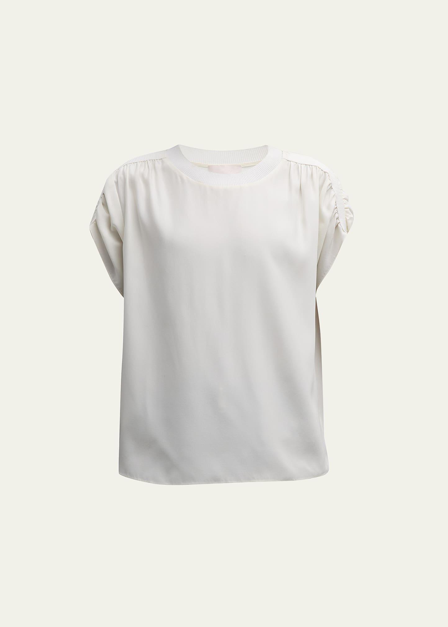 Cinq  Sept Lorainne Ruched Dolman Sleeve Silk Top Product Image