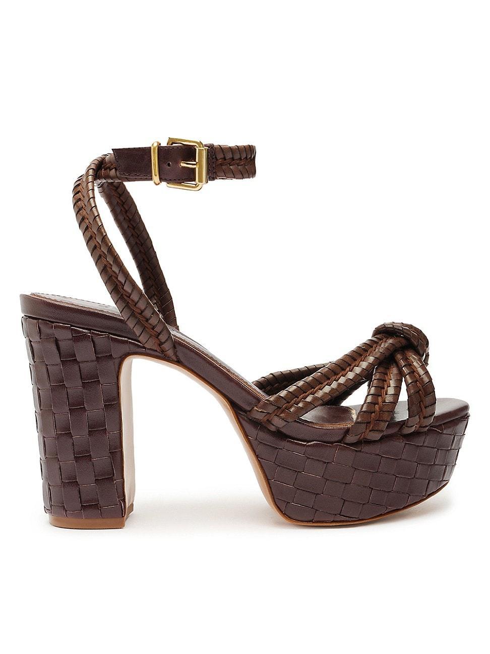 Schutz Womens Kathleen Almond Toe Woven High Heel Platform Sandals Product Image