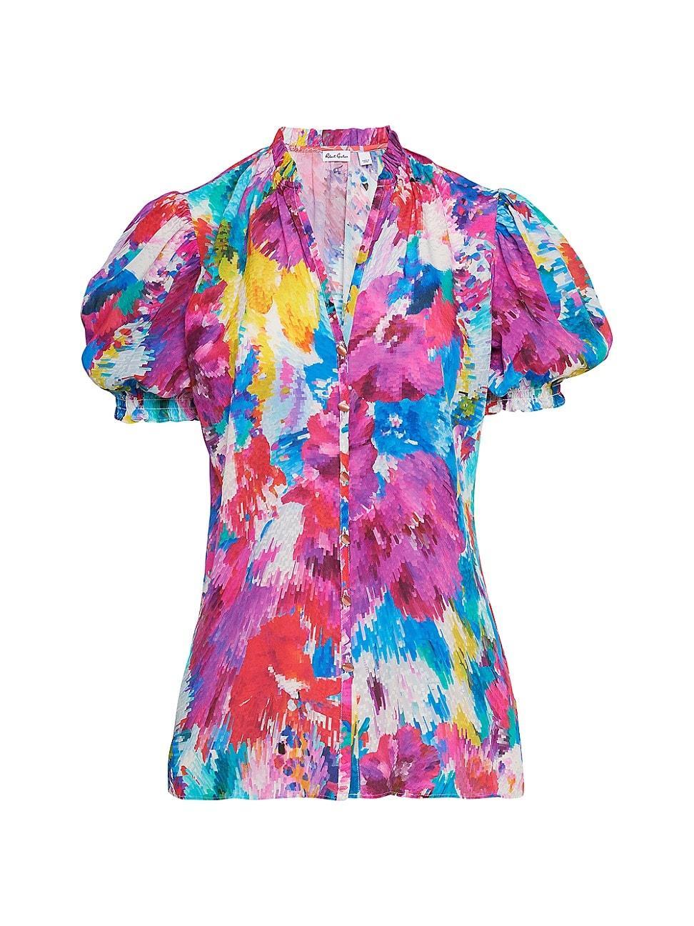 Womens Mila Flower Bomb Crepe De Chine Blouse Product Image