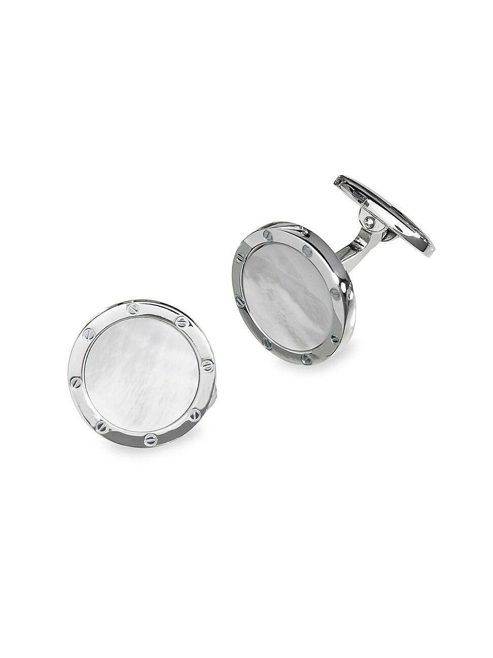 Mens Sterling Silver & Mother-Of-Pearl Cufflinks Product Image