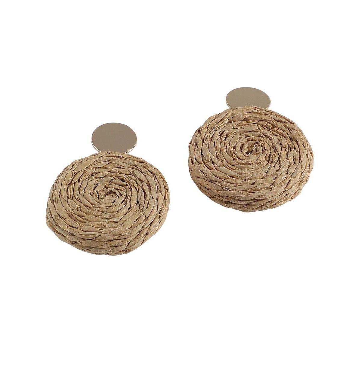 Sohi Womens Straw Drop Earrings - Beige Product Image