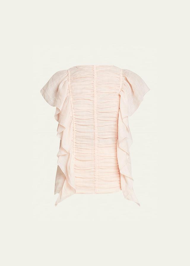 Ruched Sleeveless Top with Ruffle Detail Product Image