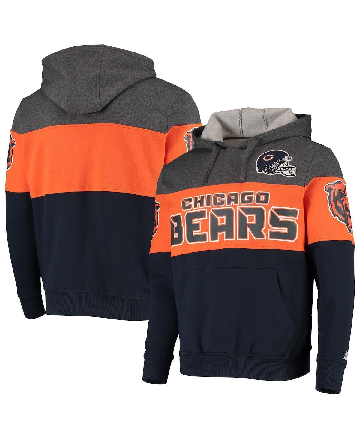 Mens Starter Heathered Charcoal/Orange Chicago Bears Extreme Fireballer Throwback Pullover Hoodie Product Image