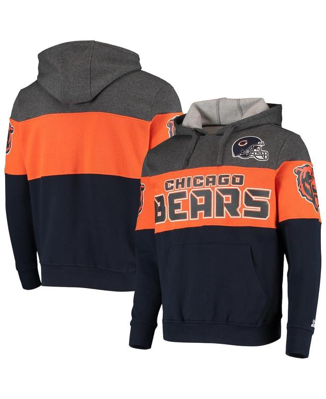 Mens Starter Heathered Charcoal/Orange Chicago Bears Extreme Fireballer Throwback Pullover Hoodie Product Image