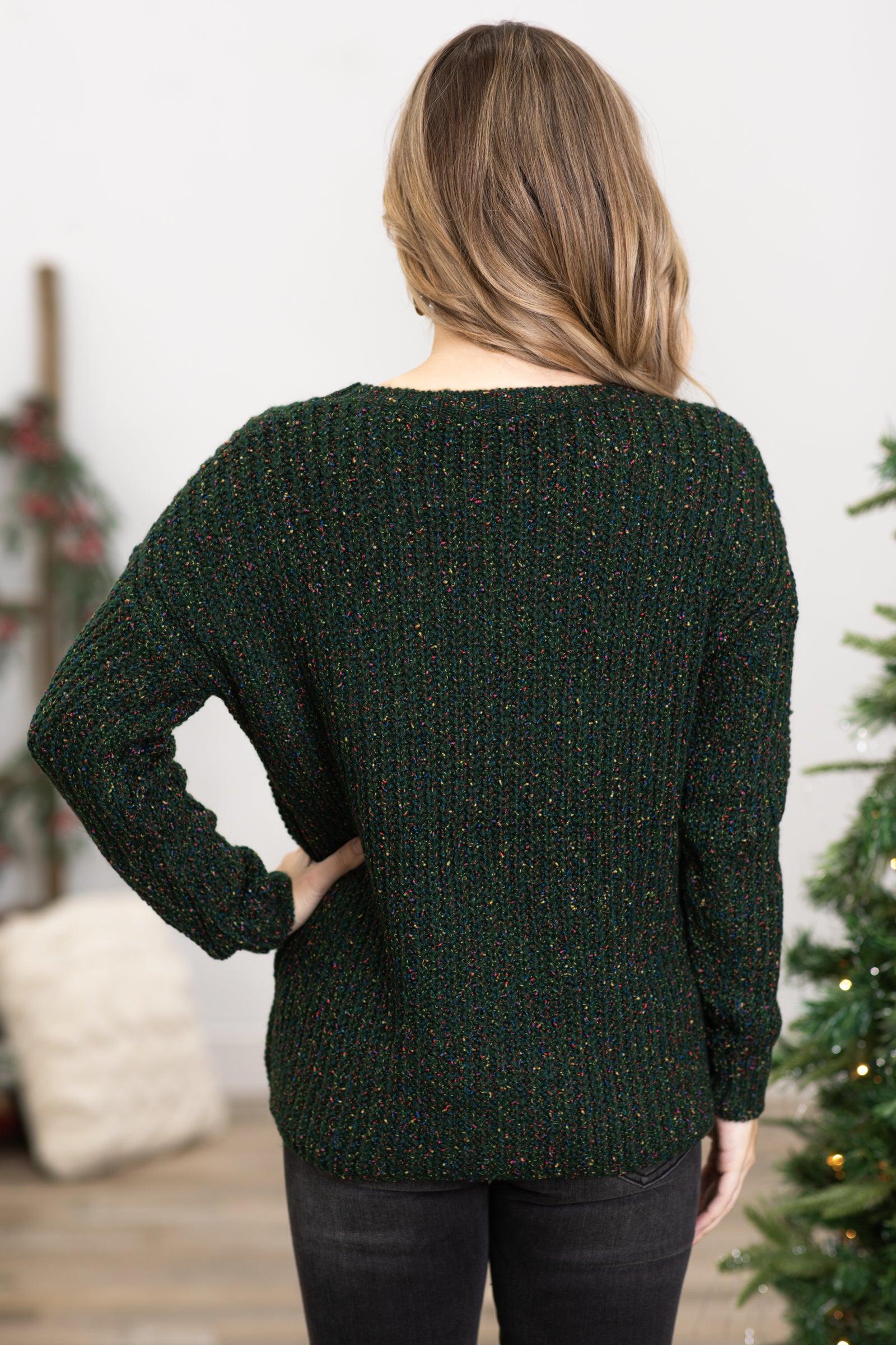 Hunter Green Multicolor Popcorn Sweater Product Image