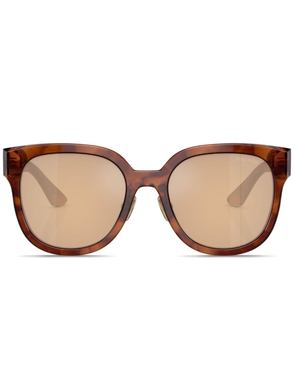 MIU MIU Sonnenbrille Mit Oversized-gestell In Orange Mirror Internal Silver Product Image