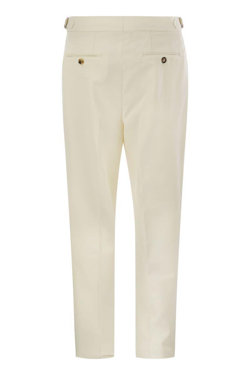 Tailor-fit Cotton Gabardine Trousers For Men In White Product Image