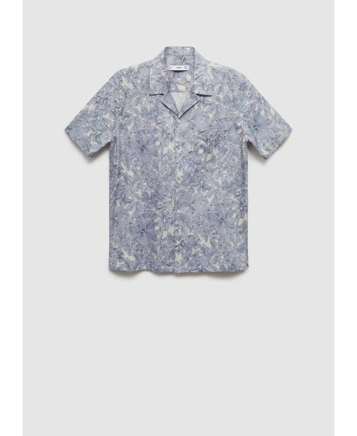 Mango Mens Cotton Floral-Print Shirt - Light Product Image