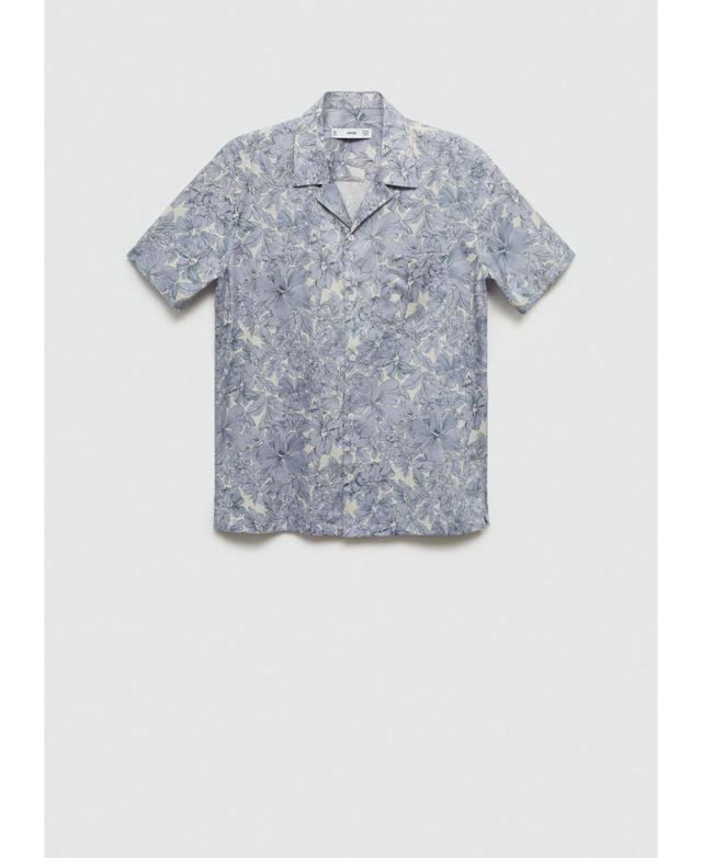 Mango Mens Cotton Floral-Print Shirt - Light Product Image