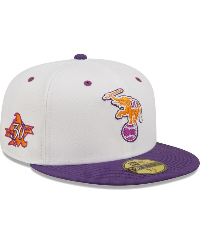 Mens New Era White Oakland Athletics 30Th Season Grape Lolli 59Fifty Fitted Hat - White Product Image