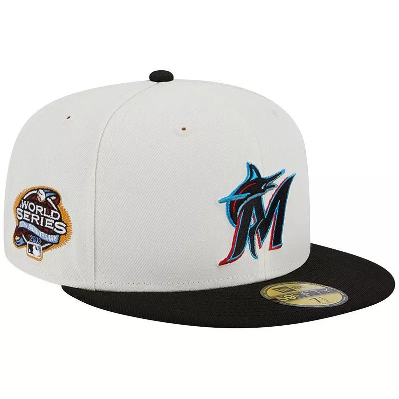 Mens New Era Stone/Black Miami Marlins Retro 59FIFTY Fitted Hat Product Image