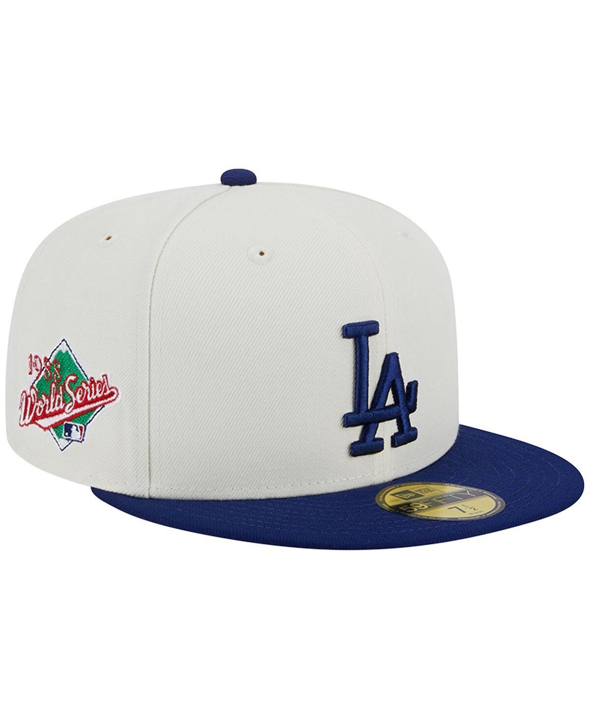 Mens New Era Stone and Royal Los Angeles Dodgers Retro 59FIFTY Fitted Hat - Stone Product Image