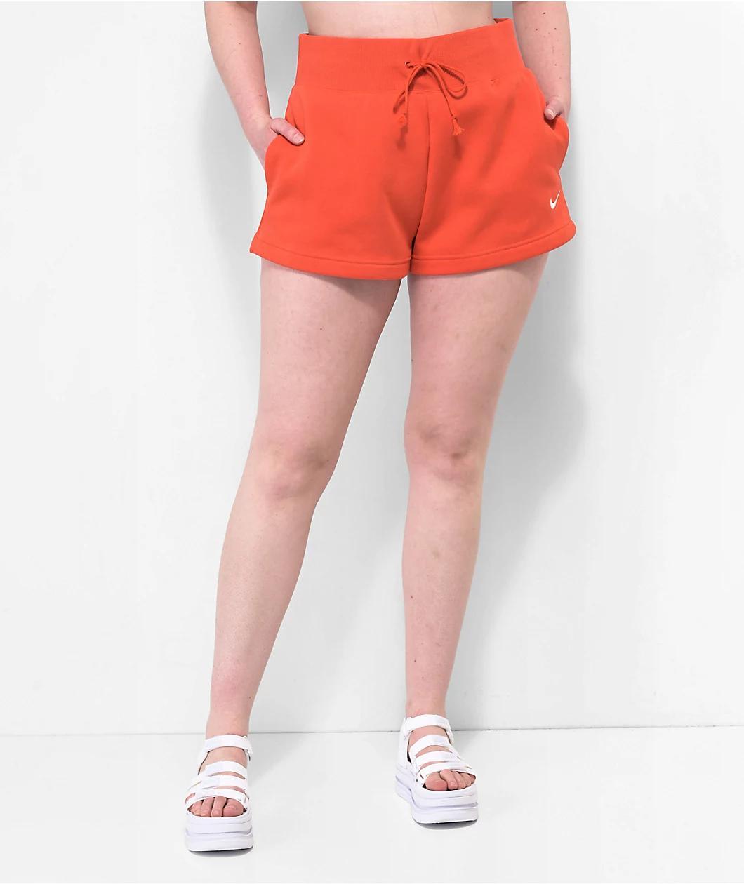 Nike Sportswear Phoenix High-Rise Red Fleece Shorts Product Image