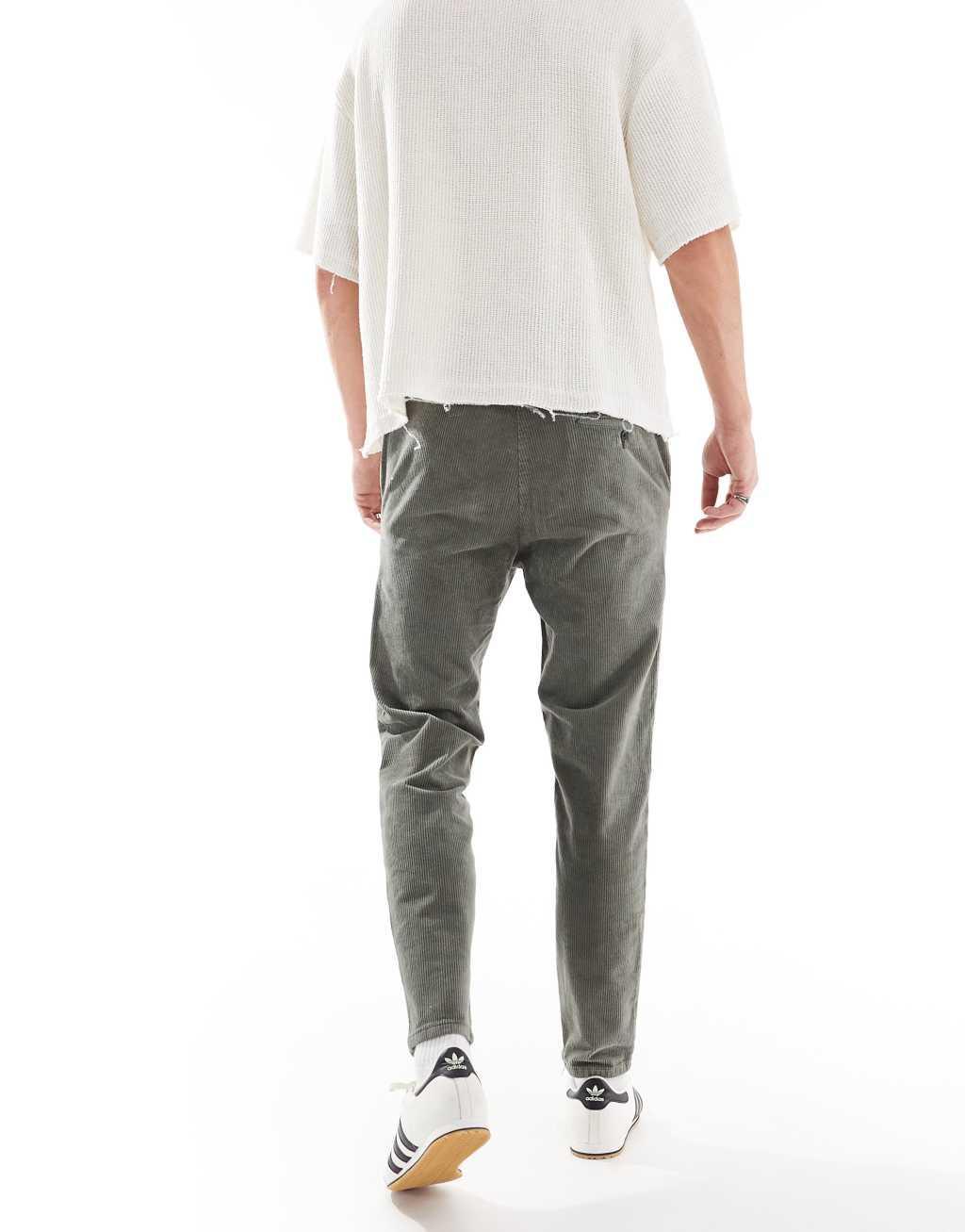 ONLY & SONS tapered cord pants in washed green Product Image