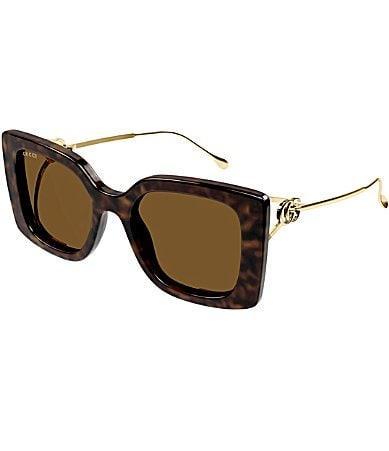 Gucci Womens Flat  Bend 54mm Square Havana Sunglasses Product Image