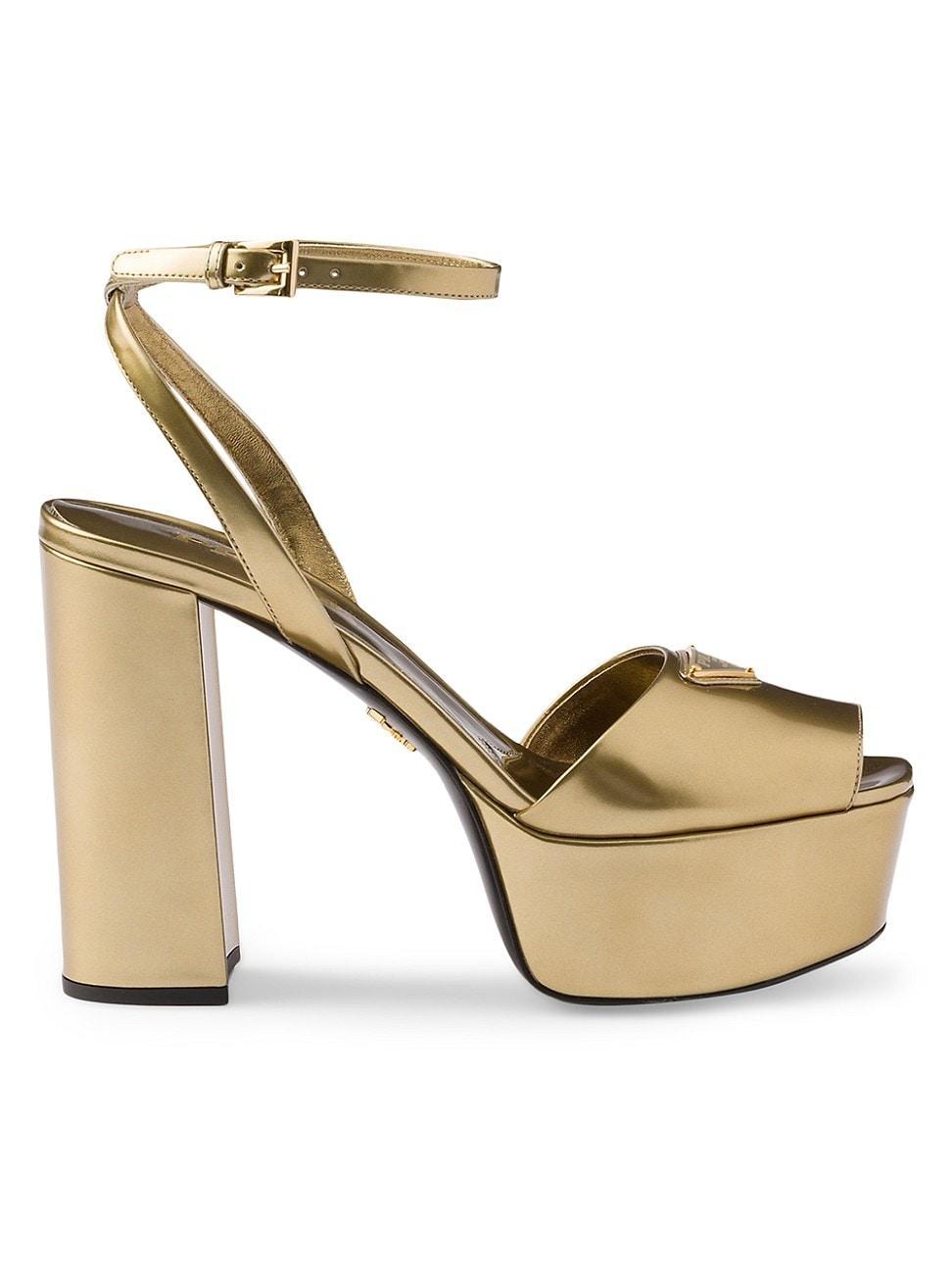 Womens Metallic Leather Platform Sandals Product Image