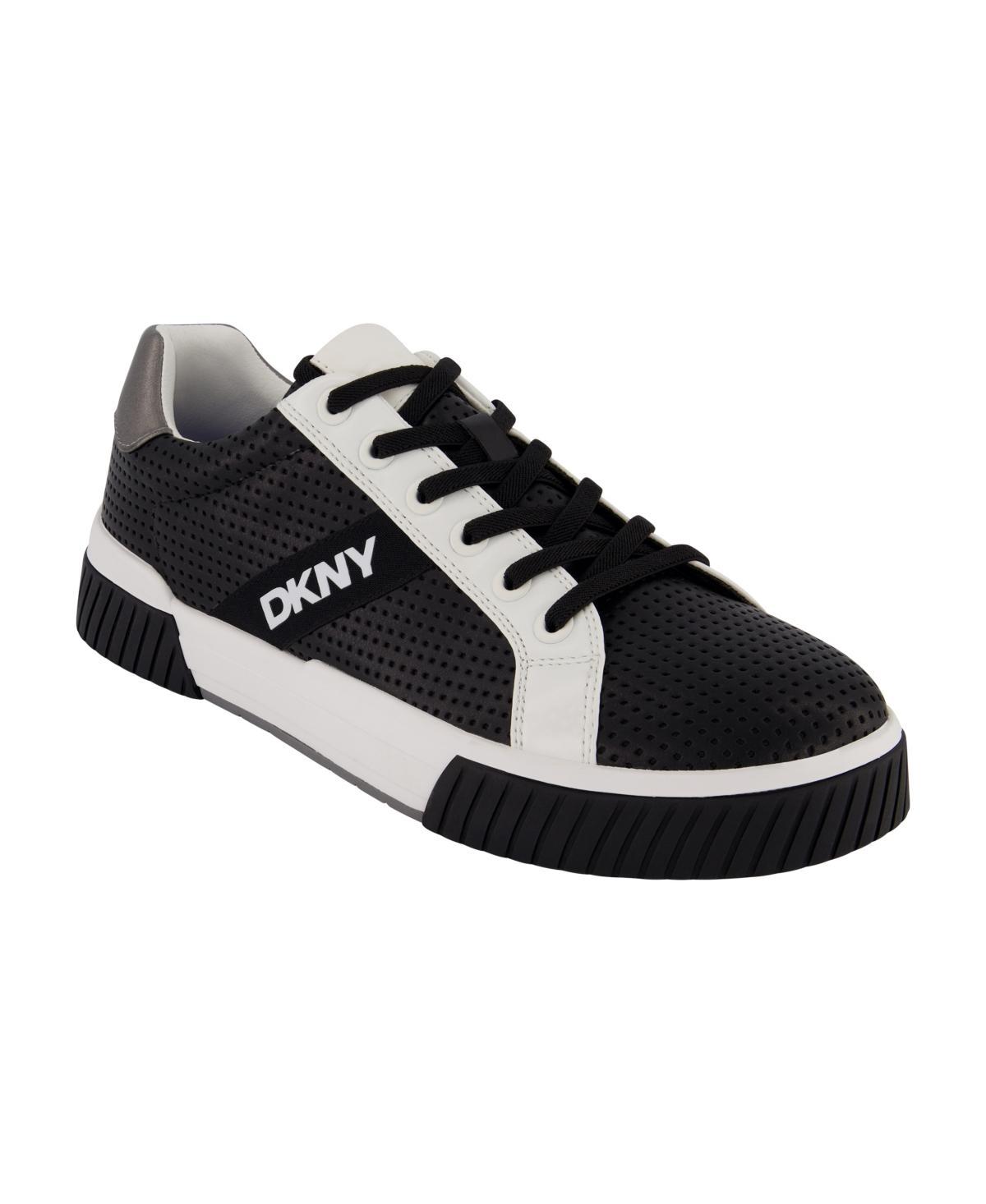 Dkny Mens Perforated Two-Tone Branded Sole Racer Toe Sneakers Product Image