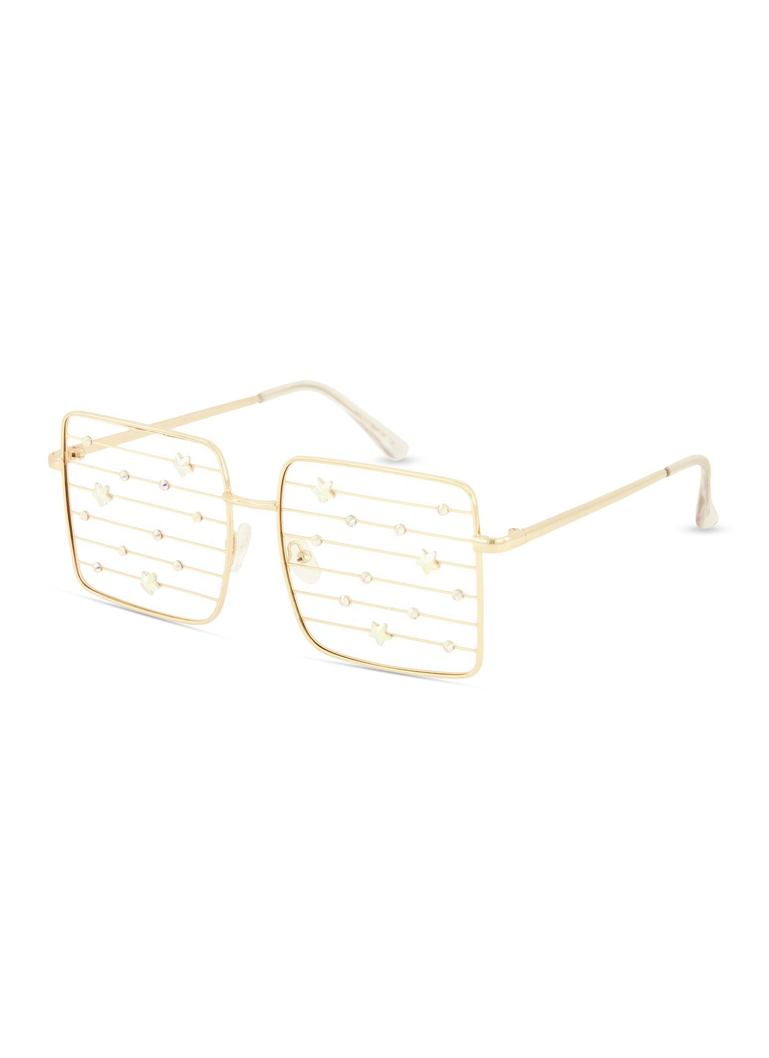 Womens Cut Out Star Rhinestone Lens Squared Glasses Product Image