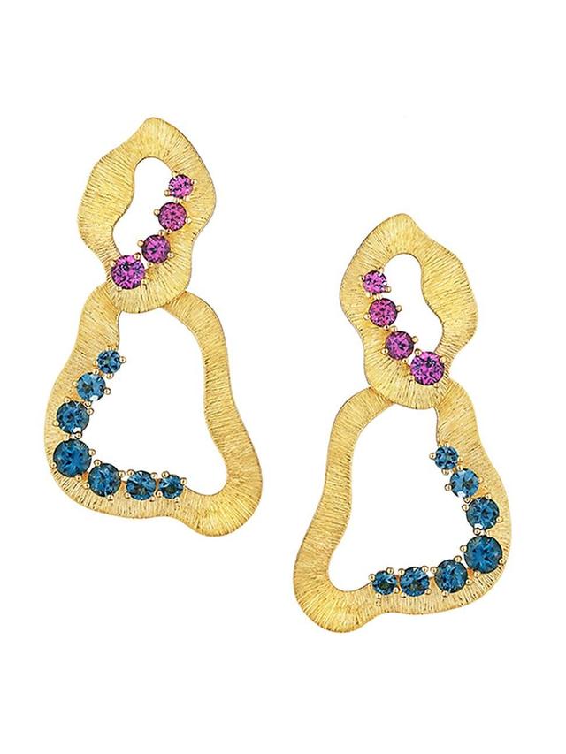 Womens Bahia 18K Yellow Gold, Violet Rhodolite & London Blue Topaz Drop Earrings Product Image