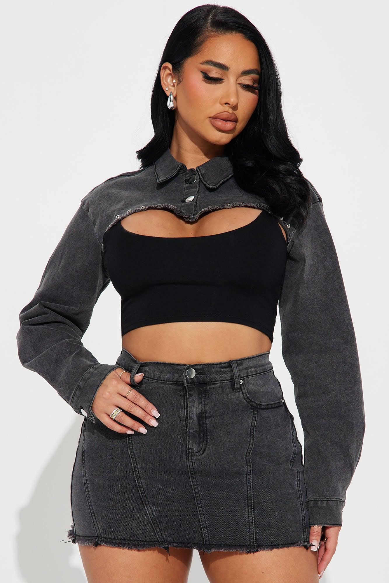 Unforgiven Denim 3 Piece Skirt Set - Charcoal Product Image