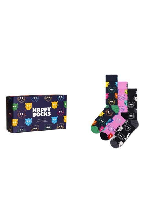 Happy Socks Mixed Cats Crew Socks Gift Set, Pack of 3 Product Image