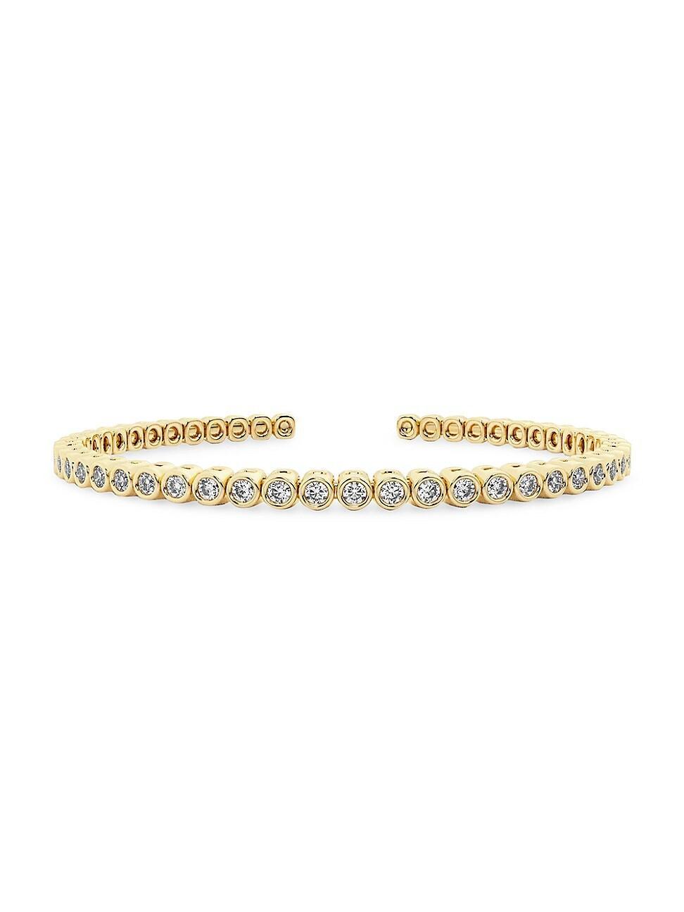 Womens Flowing Bold 14K Yellow Gold & 1.75 TCW Lab-Grown Diamond Cuff Product Image