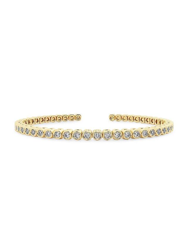 Womens Flowing Bold 14K Yellow Gold & 1.75 TCW Lab-Grown Diamond Cuff Product Image