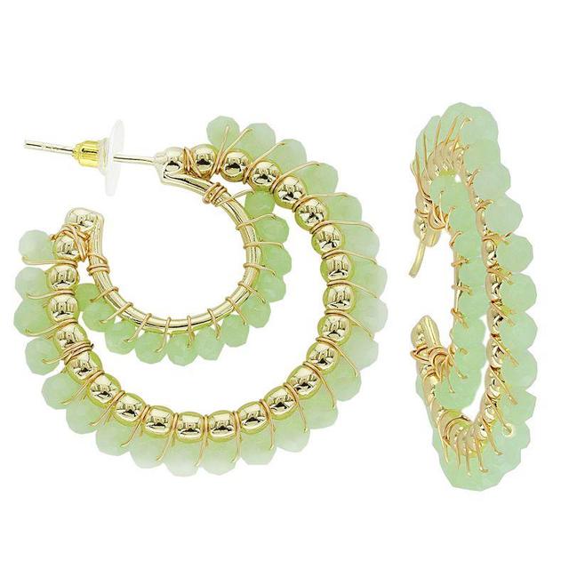 PANNEE BY PANACEA Gold Tone Crystal Open Crescent Hoop Earrings, Womens, Green Product Image