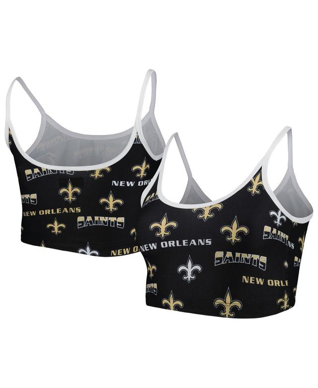 Womens Concepts Sport Black New Orleans Saints Breakthrough Allover Knit Lounge Bralette Product Image