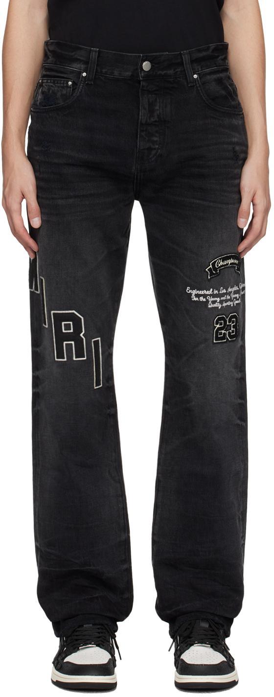 Black Appliqué Jeans In Faded Black Product Image