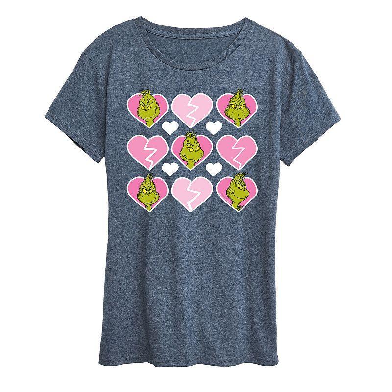 Womens Grinch Broken Heart Grid Graphic Tee Product Image