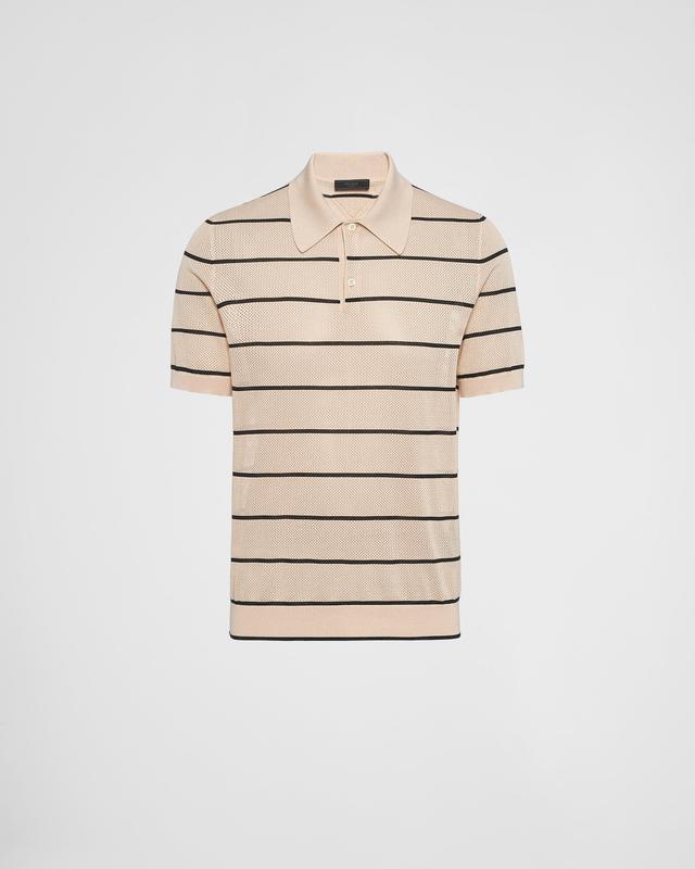 Silk and cotton knit polo shirt Product Image