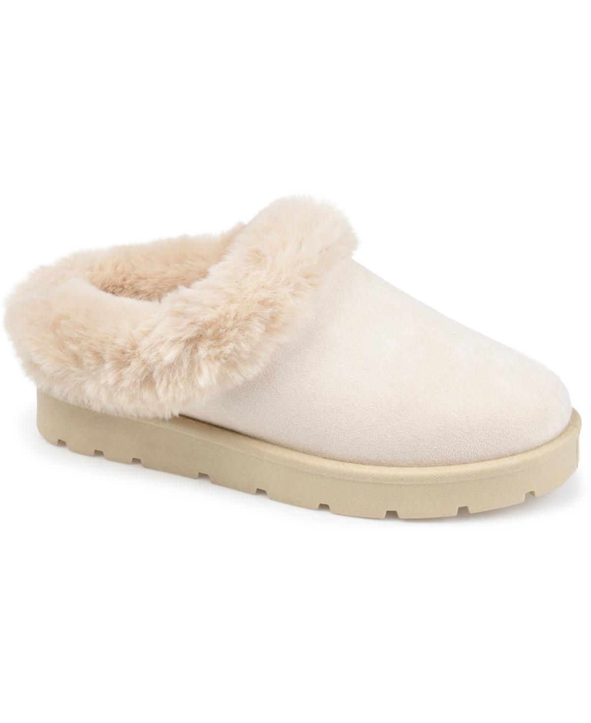 Journee Collection Whisp Womens Faux-Fur Trim Slippers Product Image