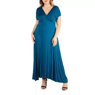 24seven Comfort Apparel Womens Short Sleeve Maxi Dress Plus Product Image