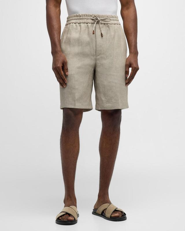 Mens Linen Drawstring Shorts Product Image