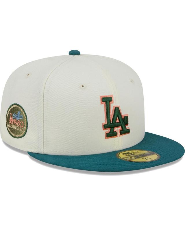 Mens New Era Cream Los Angeles Dodgers Chrome Evergreen 59FIFTY Fitted Hat Product Image