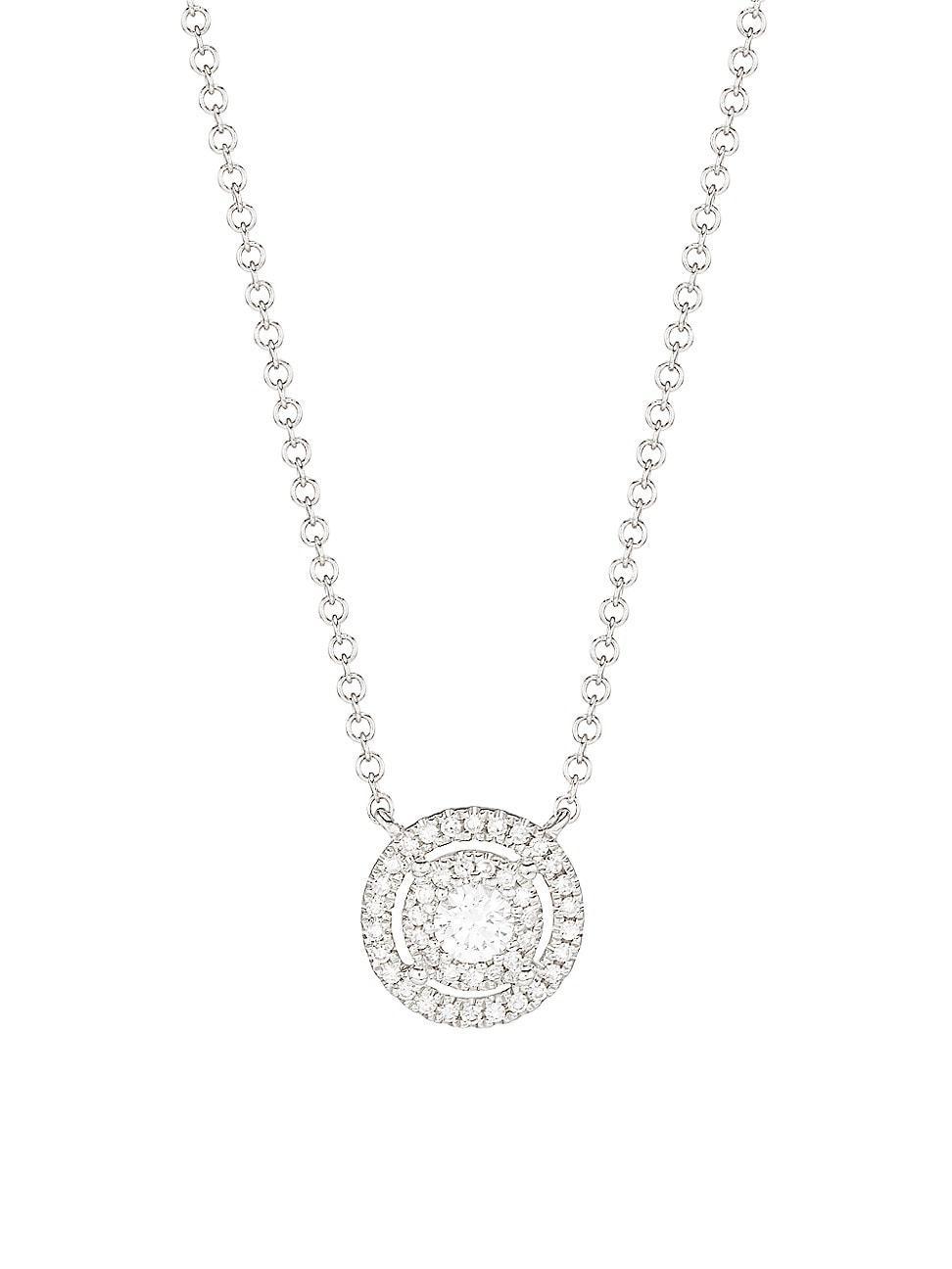 Womens 14K White Gold & 0.22 TCW Diamond Round Pendant Necklace Product Image