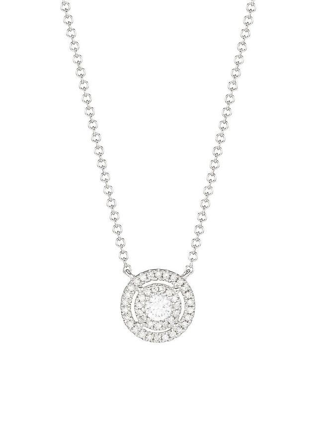 Womens 14K White Gold & 0.22 TCW Diamond Round Pendant Necklace Product Image