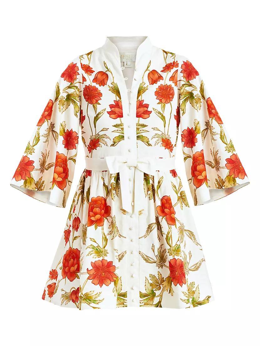 Carmen Floral Tie-Waist Minidress Product Image