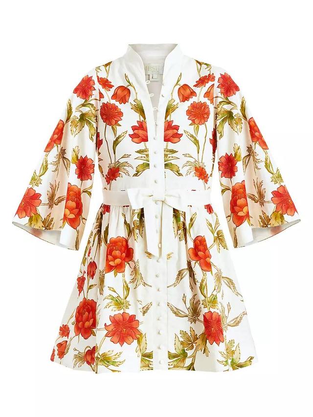 Carmen Floral Tie-Waist Minidress Product Image