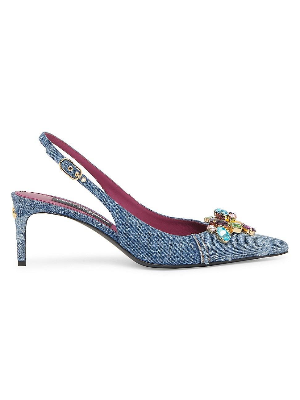 Denim Crystal Slingback Pumps Product Image