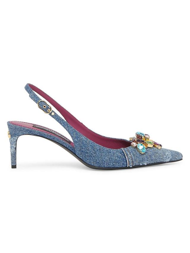 Womens Jewel Denim Slingback Pumps Product Image