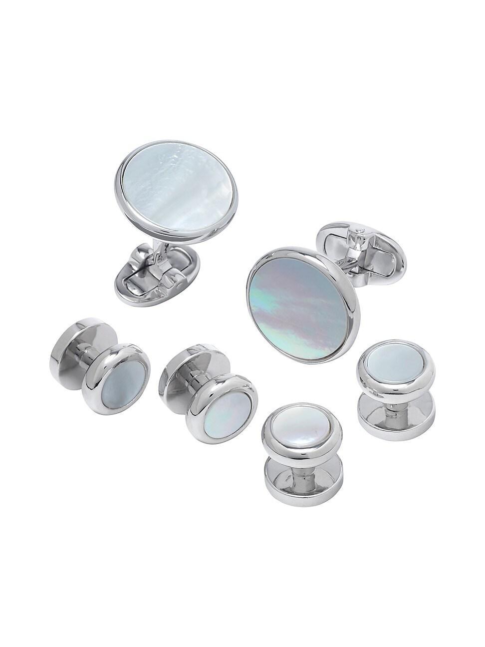 Mens Sterling Silver & Onyx Cufflinks Set Product Image