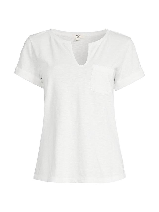 Womens Split Neck Cotton T-Shirt Product Image