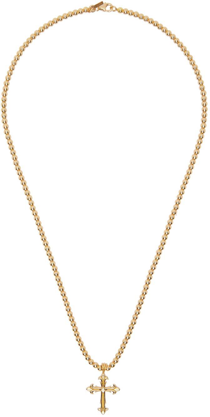 EMANUELE BICOCCHI Gold Beaded Chain Fleury Cross Necklace Product Image