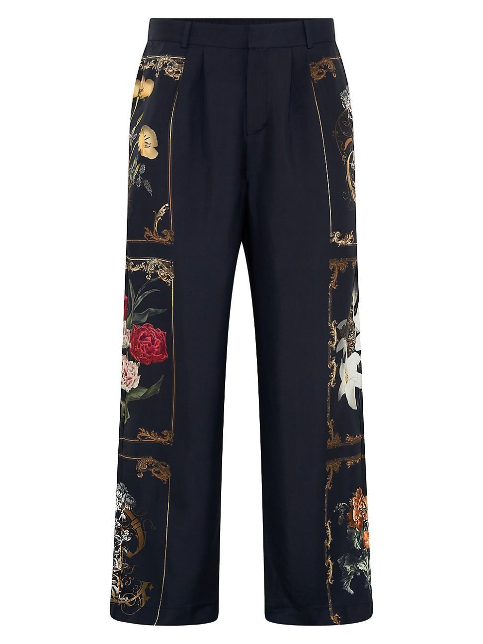 Mens Floral Tailored Silk Lounge Pants Product Image