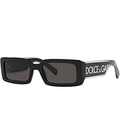 DOLCE & GABBANA Dolce And Gabbana Dark Grey Rectangular Ladies Sunglasses Dg6187 309487 53 In Blue Product Image