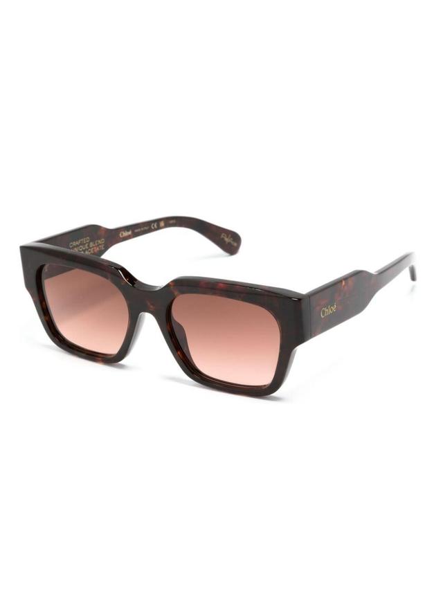 Logo-print Square-frame Sunglasses In Braun Product Image