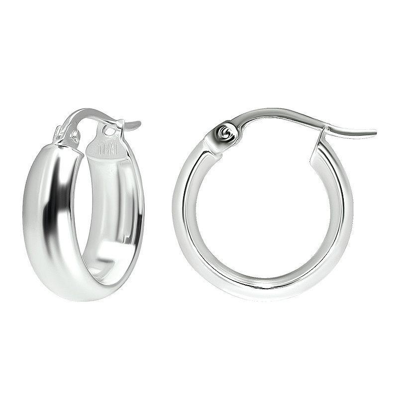 Aleure Precioso Sterling Silver 1/2 Round Hoop Earrings, Womens Gold Product Image