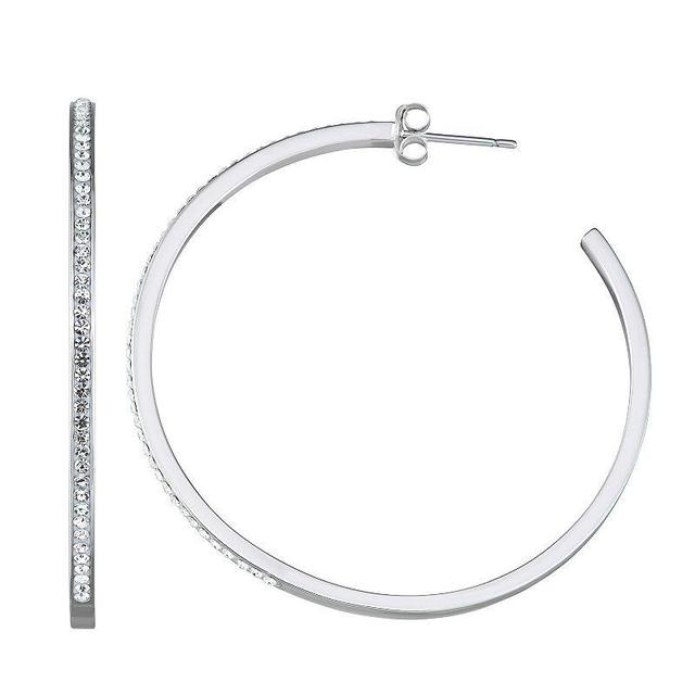 Chrystina Crystal Round Hoop Earrings, Womens, Silver Tone Product Image